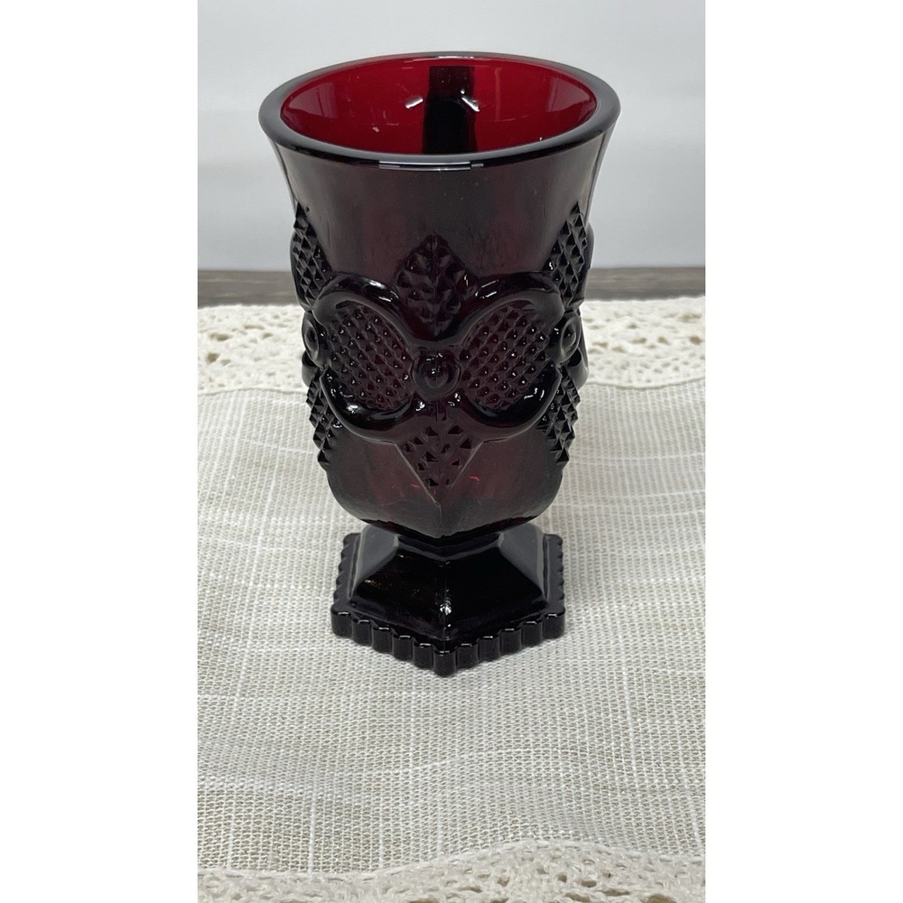 Avon Cape Cod Ruby Red Glass Pedestal Mug Footed‎ Cup Vintage
